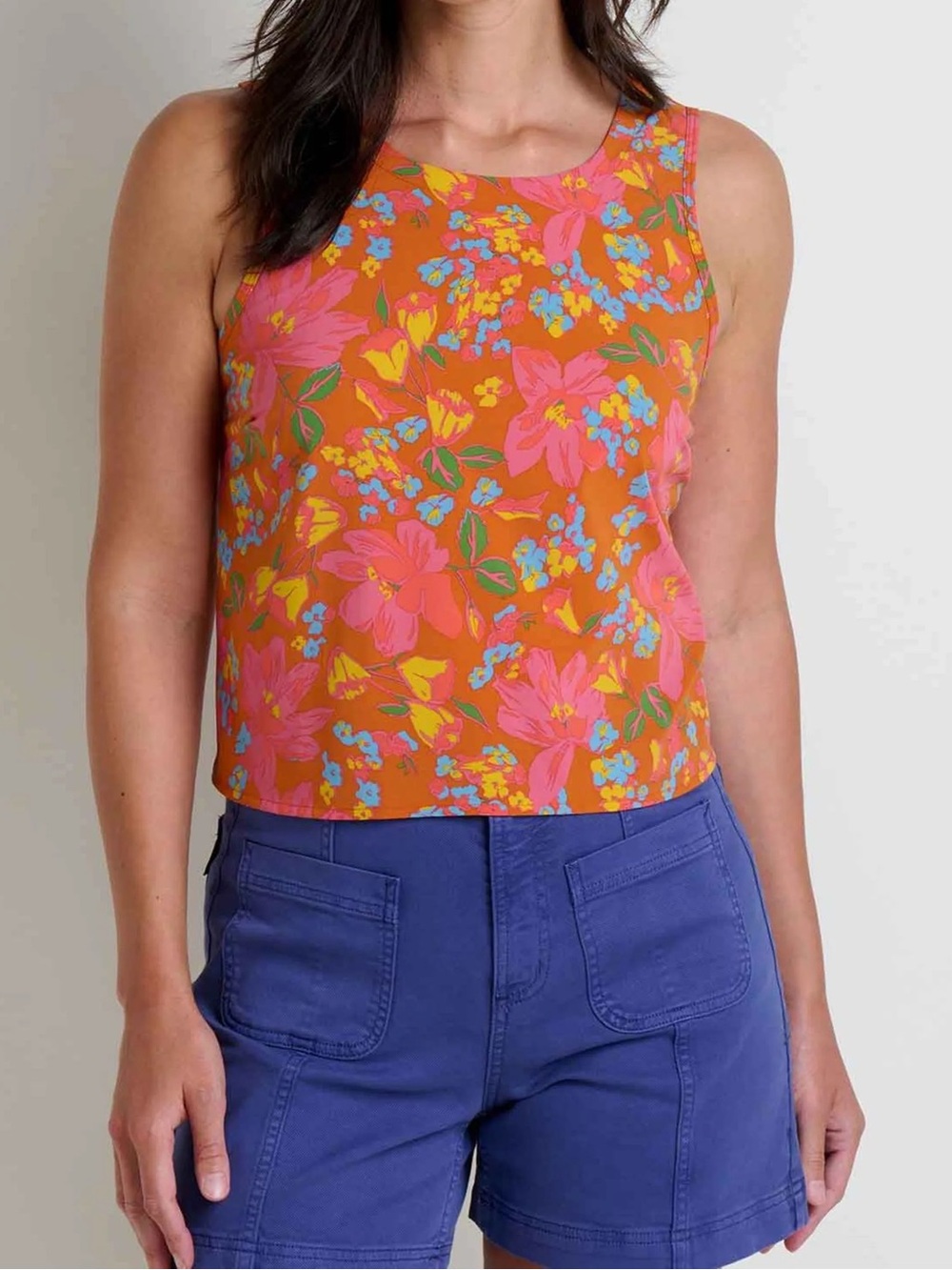 Toad & Co Sunkissed Button Back Tank Top Tulip Floral Print XL